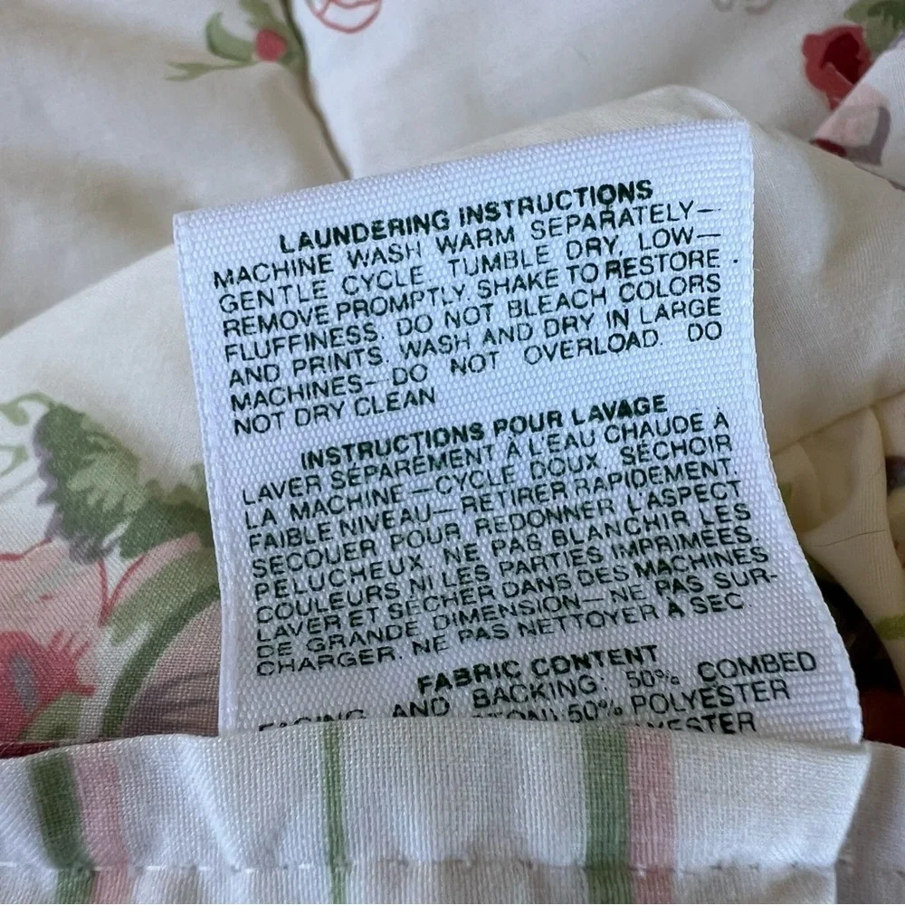 VTG 90s Laura Ashley Reversible Ruffled Twin Comforter Cottage Floral Stripe USA